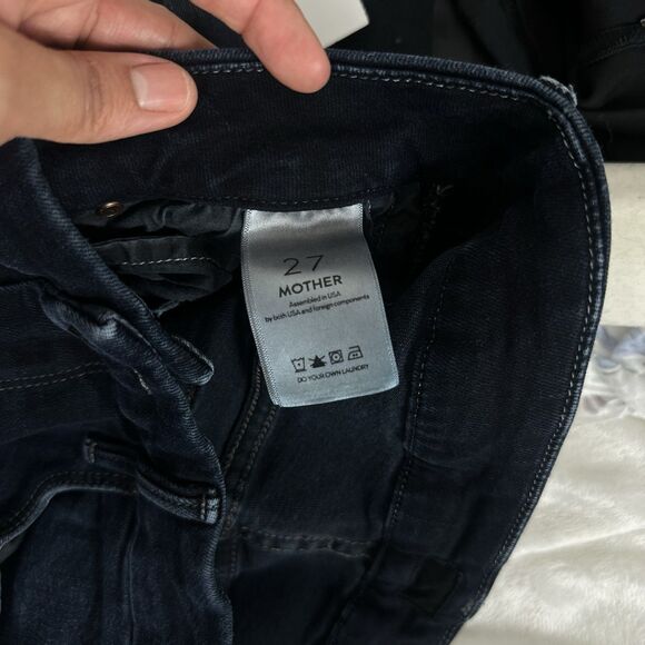 Mother Denim High Waisted Looker Ankle Fray in Last Call Dark Blue Womens 27 - Picture 11 of 14